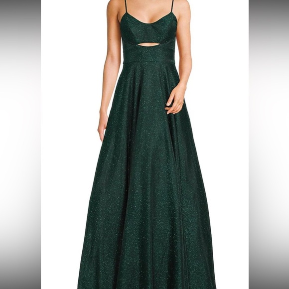 Emerald Green Spaghetti Strap Prom Dress - Picture 1 of 2